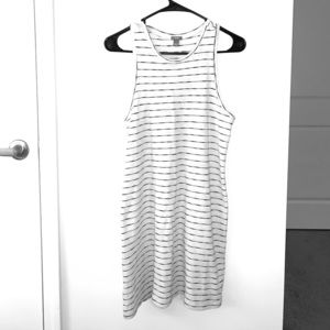 White and black striped dress